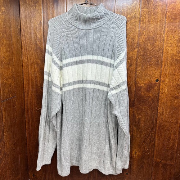 Vintage Reverb Sweater Turtleneck Pullover Gray White Men's 3XL - Picture 1 of 6